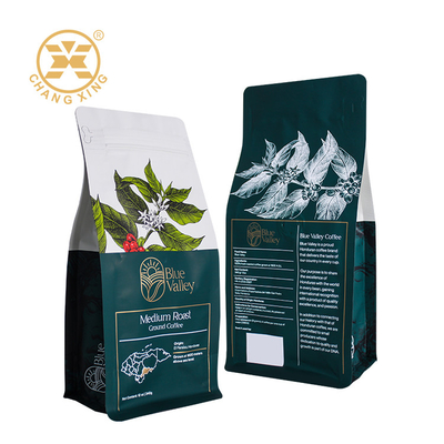 Custom Ziplock Flat Bottom Coffee Bags Stand Up Zipper Coffee Bags 250g 500g 1kg