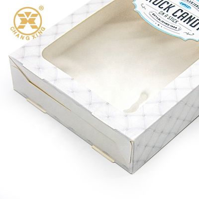 Customized White Baby Candy Packaging Cardboard Box Eco Friendly Folding Carton With Window