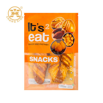 Custom Printed Bakery Bread Packaging Bag LDPE Plastic Bread Packaging Pouch With Clear Window