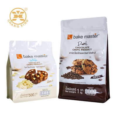 Kalite  Customized Flat Bottom Cookie Packaging Pouch Stand Up Pouch Chocolate Chip Zipper Food Packaging Bag fabrika