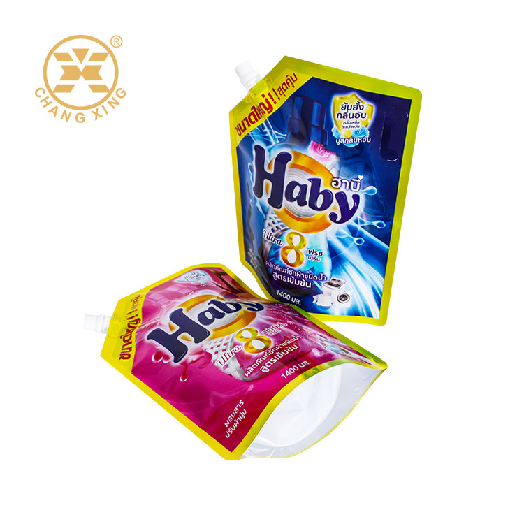 Custom Printed Liquid Bag Plastic Detergent Packaging Bag Stand Up Pouch With Corner Spout