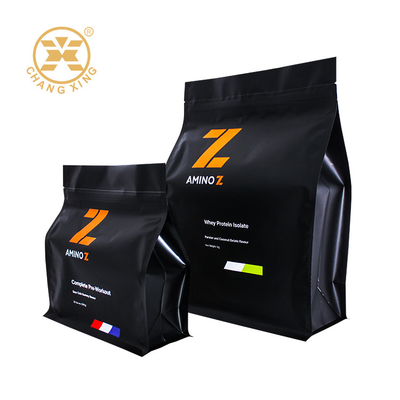 1kg 2kg Düz Altlı Mylar Folyo Kaplı Shake Plastik Whey Protein Toz Paketleme Torbası Fermuarlı