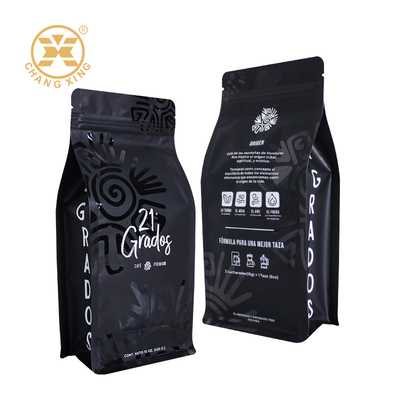 Nem geçirmez 15oz Düz Alt Kahve Torbaları Dik Düz Fermuar Torbaları Kahve Fasulyesi Çay 250g 500g 1kg