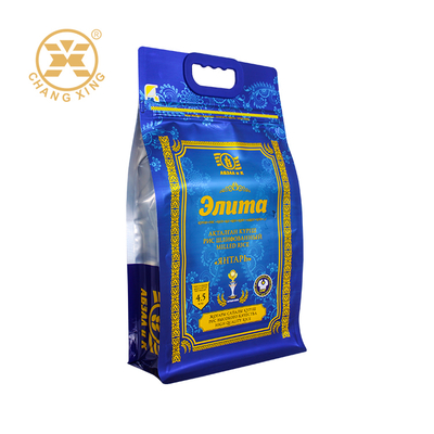Özel Plastik Basmati Pirinç Paketleme Torbaları Yeniden kilitlenebilir zip kilitli poşet El ile basılı pirinç torbaları 5 kg pirinç torbaları