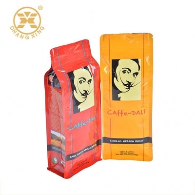Valfli ve Fermuarlı Alüminyum Baskılı Kahve Paketleme Torbaları Özel etiketli Roast Bean Side Köşebent Kahve Paketleme Torbası