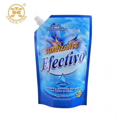 250ml 500ml Plastik Sıvı Stand Up Kılıfı, Spout Mavi Sıvı Baskı Stand Up Yeniden Kullanılabilir Çantalar