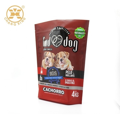Dik açılıp kapanabilir poşet 1kg 2kg 4kgs OEM Pet Mama poşeti Plastik fermuarlı tekrar kapatılabilir